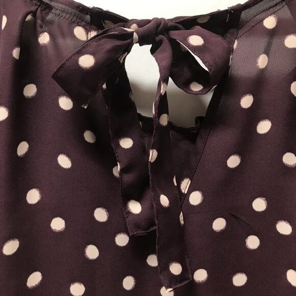 LC Lauren Conrad Maroon Polka Dot Tie-Back Blouse - Picture 7 of 9